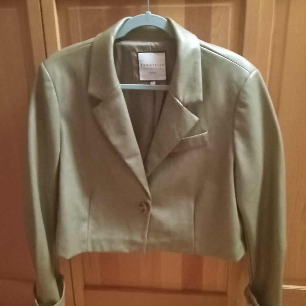 Bagatelle Tan Faux Leather Crop Jacket